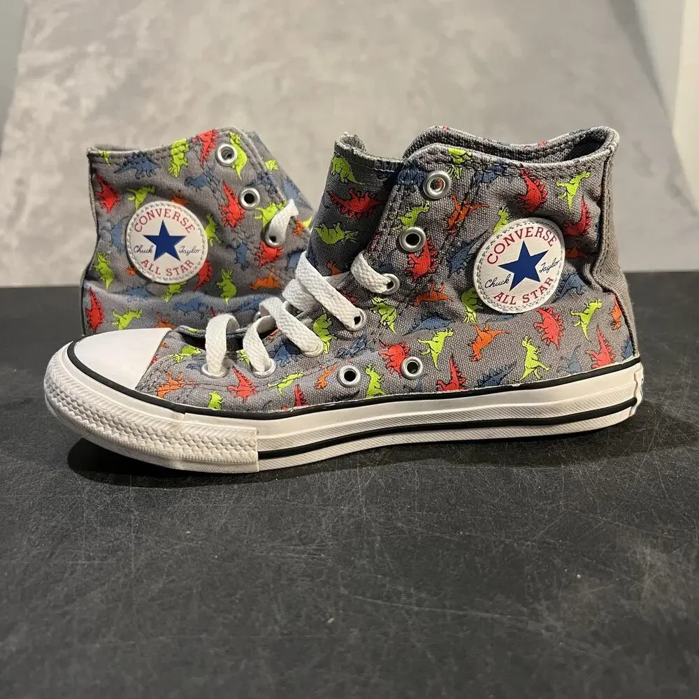 Converse Chuck Taylor All Star Dinoverse Shoes Youth Size 3 Gray High Top